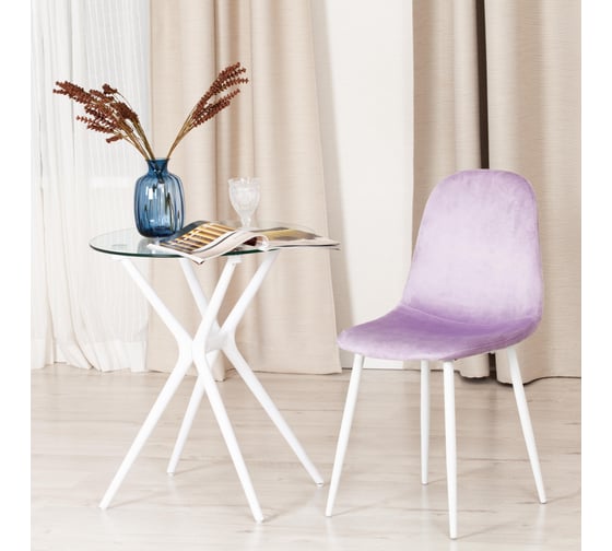 Стул Tetchair breeze mod. 4724, вельвет/металл, 44x53x87 см, light lavander (светло-лавандовый) hlr26 / белый, 1 шт. 19613