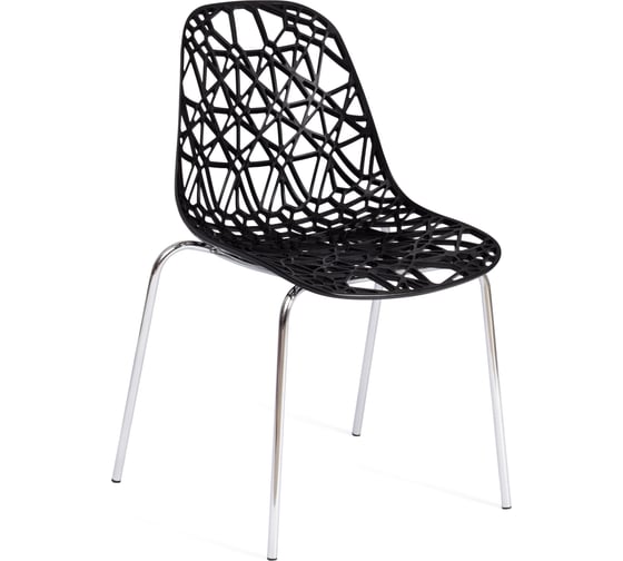 Стул Tetchair crispy mod. 61, металл, пластик, 44x56.5x80 см, black (черный) 05/хром, 1 шт. 20082