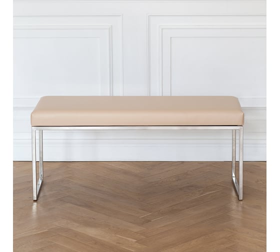 Банкетка GreenWeen ALBA, каркас н/ж сталь, сидение экокожа цвет Light Beige, 1100x400x450 GW-ALBA-NER-LEA-110-LB