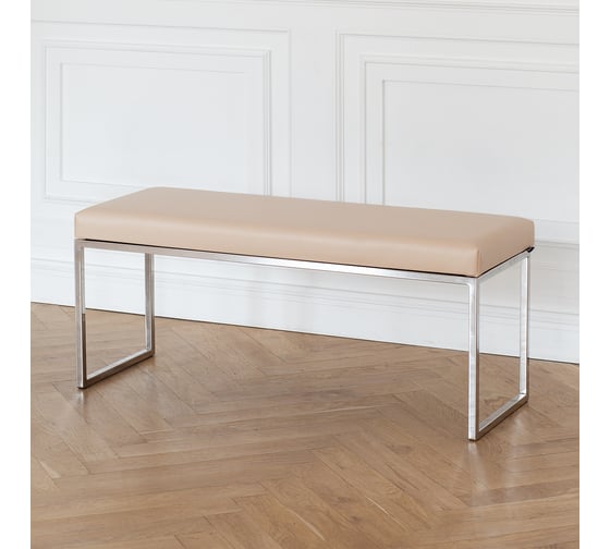 Банкетка GreenWeen ALBA, каркас н/ж сталь, сидение экокожа цвет Light Beige, 1100x400x450 GW-ALBA-NER-LEA-110-LB