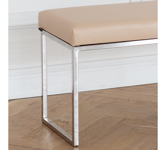 Банкетка GreenWeen ALBA, каркас н/ж сталь, сидение экокожа цвет Light Beige, 1100x400x450 GW-ALBA-NER-LEA-110-LB