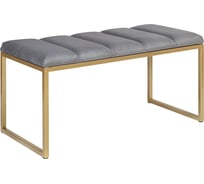 Банкетка GreenWeen ALBA MINI, золотой каркас, сидение велюр цвет Mouse Grey, стяжка Bulon, 850x400x435 GW-ALBAMINI-MG-850G-BL