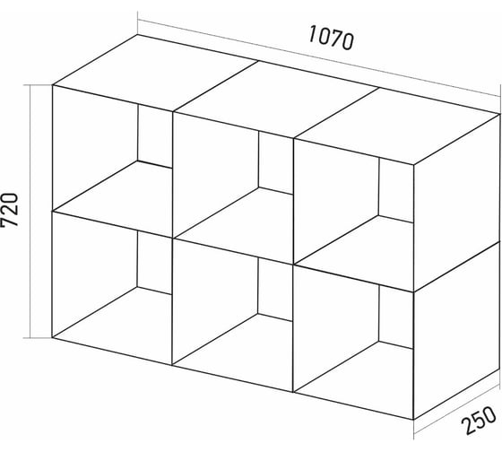 Стеллаж MIXLINE 1072x720x250, ЛДСП, белый дуб, 6 ячеек, крепеж 551676