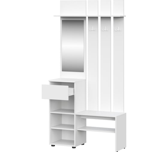 Вешалка SV токио с зеркалом, белая 101677