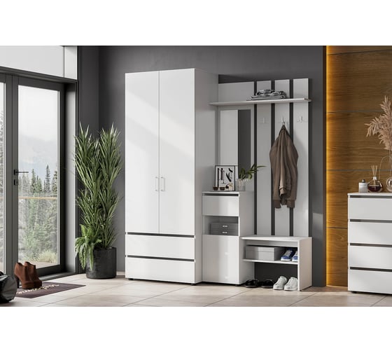 Вешалка SV токио с зеркалом, белая 101677
