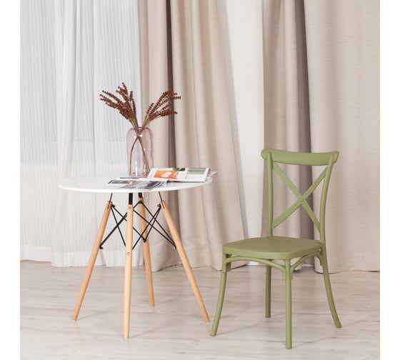 Стул Tetchair cross mod. pl24, пластик, 48x58x89 см, green (зеленый), 2 шт. 19696
