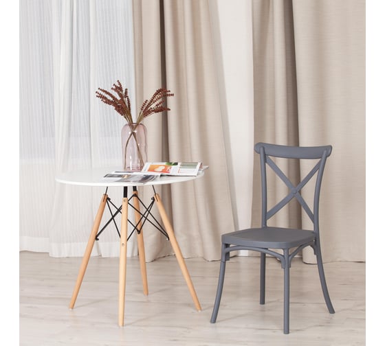 Стул Tetchair cross mod. pl24, пластик, 48x58x89 см, dark-grey (темно-cерый), 2 шт 19694