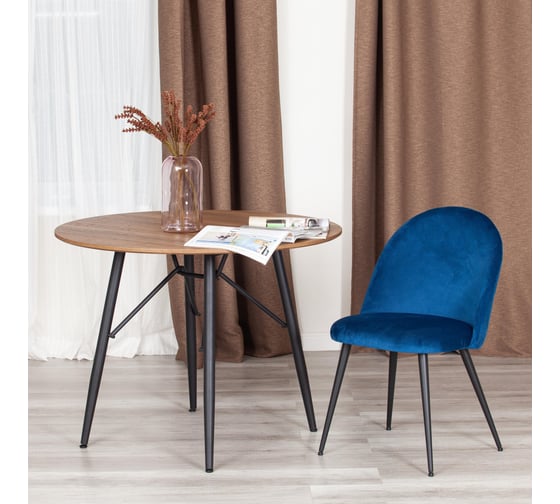 Стул Tetchair monro mod. 5144, металл/вельвет, 51x56x84 см, синий (hlr 64)/черный, 2 шт. 19340