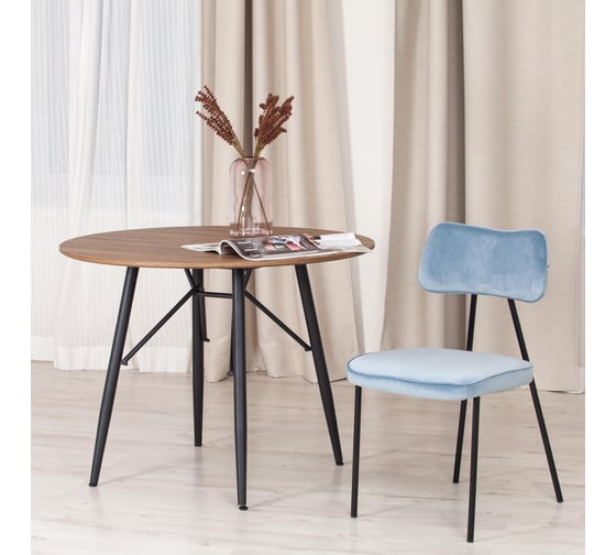 Стул Tetchair silvia mod. 0139124, металл/вельвет, 46.5x59x82.5 см, голубой s108 (silver blue 74)/черный, 1 шт. 19754