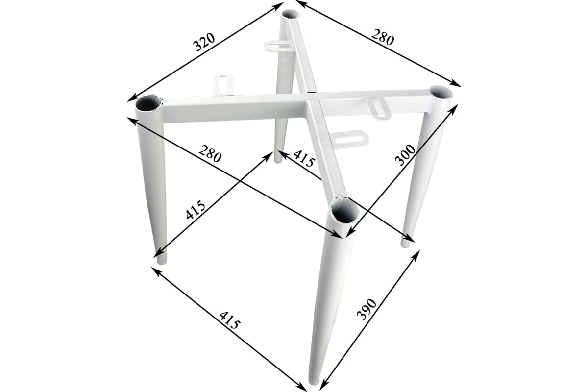 Каркас для стула ЭЛИМЕТ цельный, металлический, d 32 мм, h 45 см, белый, 4  шт. БП-00002825