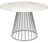 Стол BRADEX liverpool диаметр 100 см, керамогранит, белый мрамор с хромированными ножками FR 0948