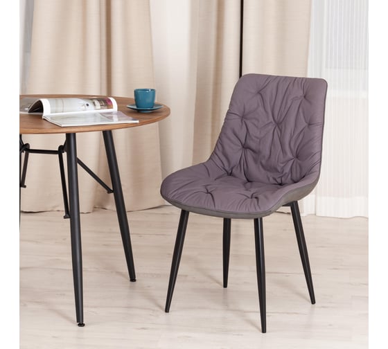 Стул Tetchair altus mod. 2334, ткань/экокожа/металл, 53x61x88 см, серый/темно-серый/черные ножки, 4 шт. 19169