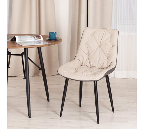 Стул Tetchair altus mod. 2334, ткань/экокожа/металл, 53x61x88 см, бежевый/темно-серый/черные ножки, 4 шт. 19168