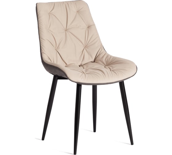 Стул Tetchair altus mod. 2334, ткань/экокожа/металл, 53x61x88 см, бежевый/темно-серый/черные ножки, 1 шт. 19688 1