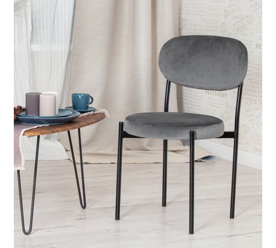 Стул Tetchair revo mod. 7033, ткань/металл, 47x54x82 см, высота сиденья 47 см, серый barkhat 26/черный, 1 шт. 19783