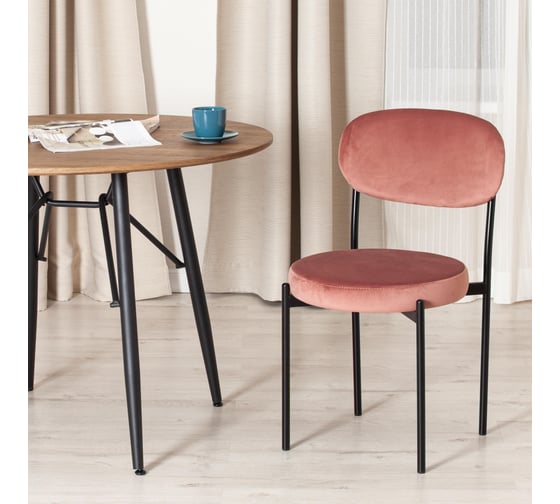Стул Tetchair revo mod. 7033, ткань/металл, 47x54x82 см, высота сиденья 47 см, коралловый barkhat 15 /черный, 1 шт. 19781