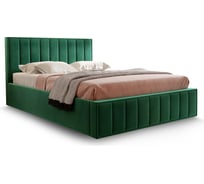 Кровать Мебельград Вена, 1600 стандарт, мора, зеленый вариант 1, с ортопедическим основанием на опорах 71058