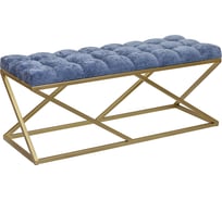 Банкетка GreenWeen ZUMA золотой каркас, сидение шенилл, цвет Steel Blue, каретная стяжка, 1100x400x450 мм GW-ZUMA-SBLUE-110G-K