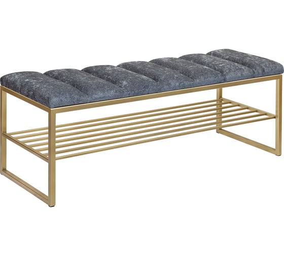 Банкетка GreenWeen RUBY золотой каркас, сидение шенилл, цвет Steel Grey, Bulon, 1100x400x450 мм GW-RUBY-SGREY-110G-BL 1