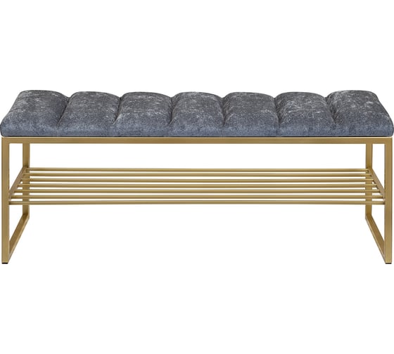 Банкетка GreenWeen RUBY золотой каркас, сидение шенилл, цвет Steel Grey, Bulon, 1100x400x450 мм GW-RUBY-SGREY-110G-BL