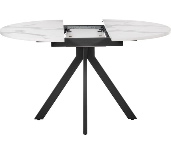Круглый раскладной стол BRADEX rudolf 100-130x100x75 см, белый мрамор, чёрный RF 0417