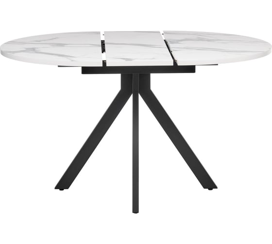 Круглый раскладной стол BRADEX rudolf 100-130x100x75 см, белый мрамор, чёрный RF 0417