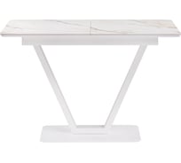 Стеклянный стол Woodville Бугун 120x80x77, белый мрамор с прожилками/белый 532390