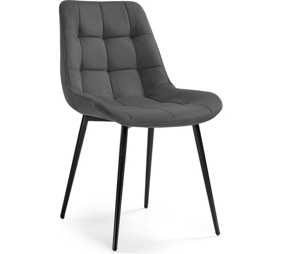 Стул на металлокаркасе Woodville Келми микровелюр серый/черный глянец 464183 1