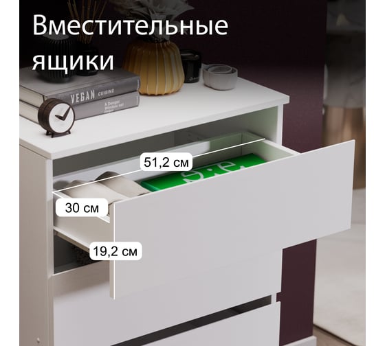 Комод ТриЯ Денвер 4 ящика белый текстурный 240056
