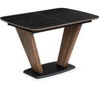 Керамический стол Woodville Петир 120x80x75, черный мрамор/орех/черный 532377