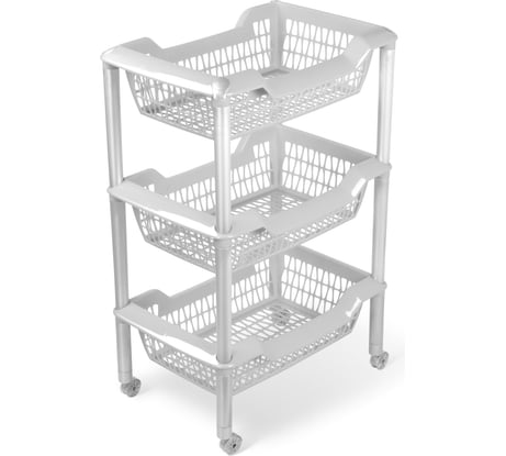 Универсальная этажерка Martika Джета 3 корзины светло-серая С735СЕР
