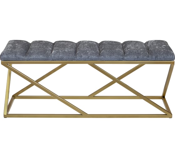 Банкетка GreenWeen ZUMA золотой каркас, сидение шенилл, Steel Grey, стяжка Bulon, 1100x400x450 мм GW-ZUMA-SGREY-110G-BL