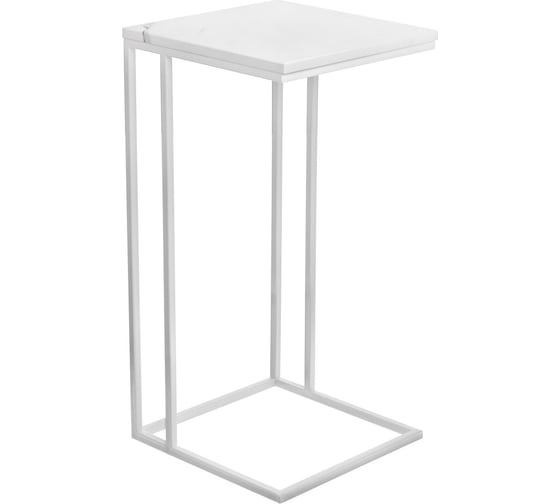 Придиванный столик BRADEX loft 35x35 см, белый мрамор, с белыми ножками RF 0356 1