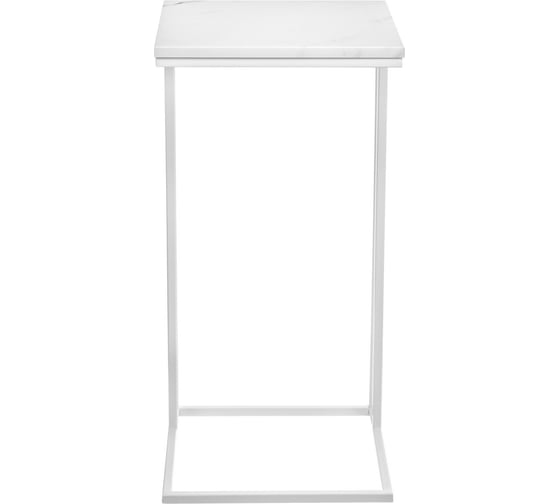 Придиванный столик BRADEX loft 35x35 см, белый мрамор, с белыми ножками RF 0356