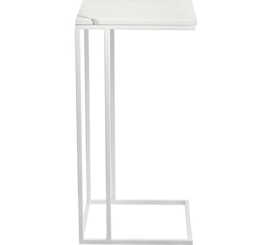 Придиванный столик BRADEX loft 35x35 см, белый мрамор, с белыми ножками RF 0356
