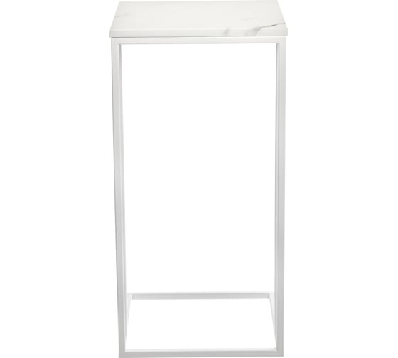 Придиванный столик BRADEX loft 35x35 см, белый мрамор, с белыми ножками RF 0356