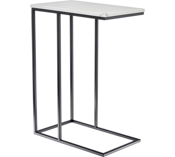 Придиванный столик BRADEX loft 50x30 см, белый мрамор, с черными ножками RF 0358