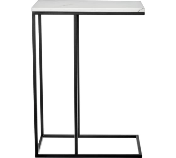 Придиванный столик BRADEX loft 50x30 см, белый мрамор, с черными ножками RF 0358