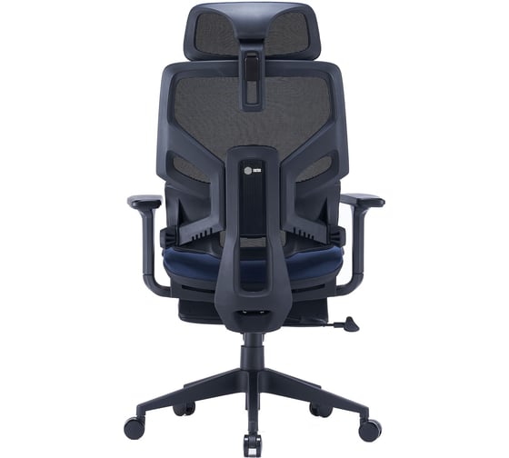 Кресло Cactus CS-CHR-MC01-BL синий, сетка/экокожа, с подголовником, крестовина пластик, подставка для ног 1915275