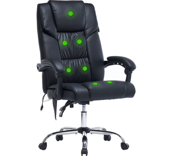 Кресло CACTUS CS-CHR-OC02M-BK черный, экокожа, крестовина сталь 1884023