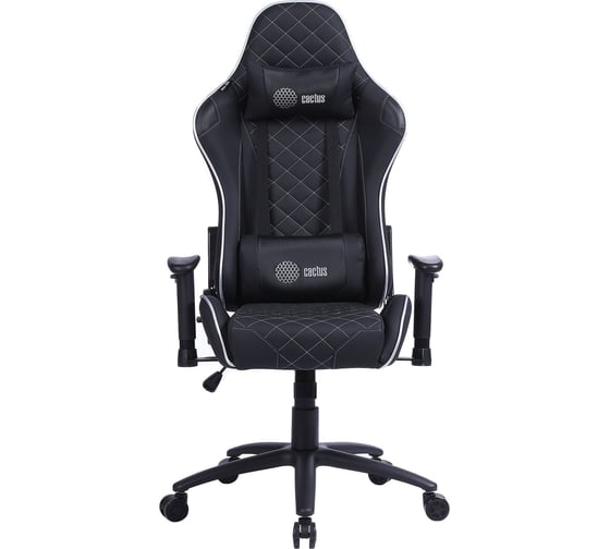 Игровое кресло CACTUS CS-CHR-030BLS черный/серебристый, экокожа, с подголовником, крестовина сталь 1660821