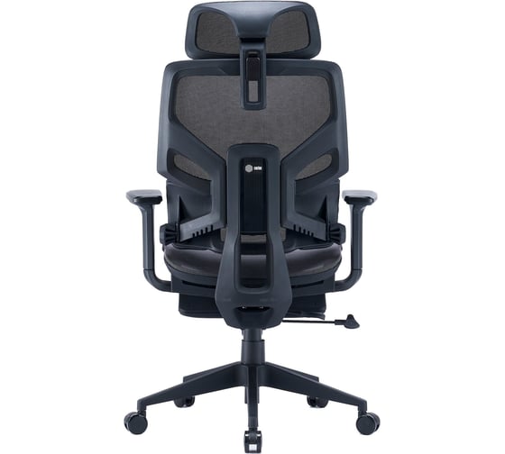 Кресло Cactus CS-CHR-MC01-GY серый, сетка/экокожа, с подголовником, крестовина пластик, подставка для ног 1915274