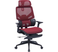 Кресло Cactus CS-CHR-MC01-RD красный, сетка/экокожа, с подголовником, крестовина пластик, подставка для ног 1915273
