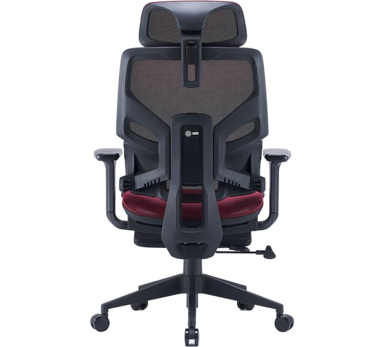 Кресло Cactus CS-CHR-MC01-RD красный, сетка/экокожа, с подголовником, крестовина пластик, подставка для ног 1915273