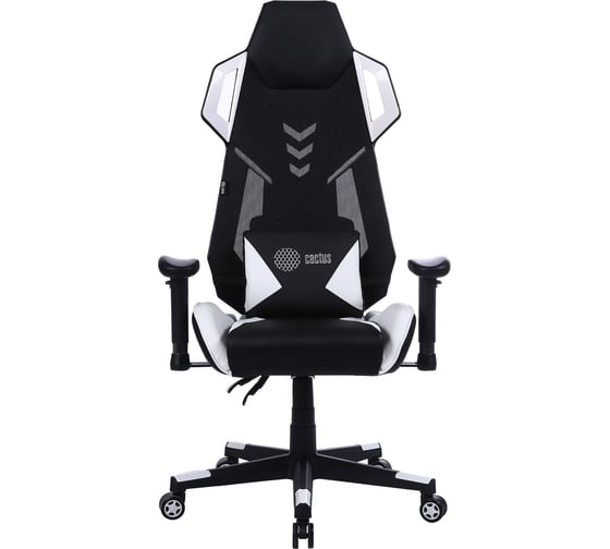 Игровое кресло CACTUS CS-CHR-090BLW черный/белый экокожа/сетка крестов. нейлон 1660827