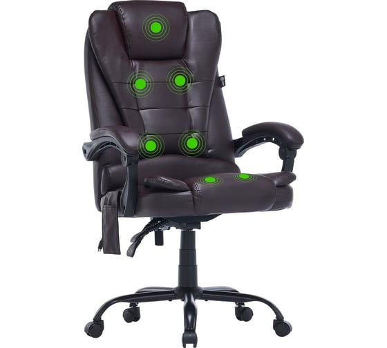 Кресло CACTUS CS-CHR-OC03M-BR темно-коричневый, экокожа, с подголовником, крестовина сталь 1884160