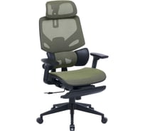 Кресло Cactus CS-CHR-MC01-LGN салатовый, сетка/экокожа, с подголовником, крестовина пластик, подставка для ног 1915234