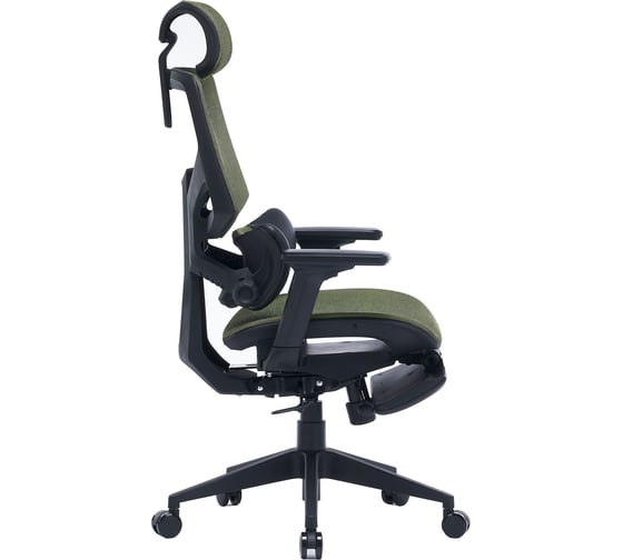 Кресло Cactus CS-CHR-MC01-LGN салатовый, сетка/экокожа, с подголовником, крестовина пластик, подставка для ног 1915234