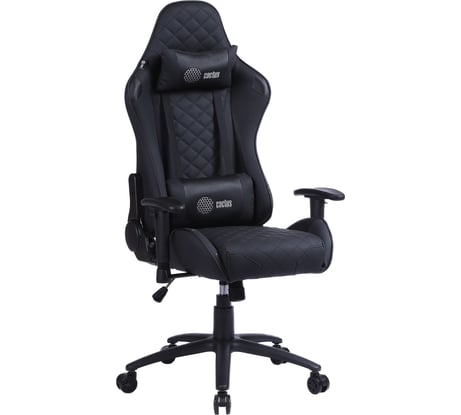Игровое кресло CACTUS CS-CHR-030BL черный, экокожа, с подголовником, крестовина сталь 1660797