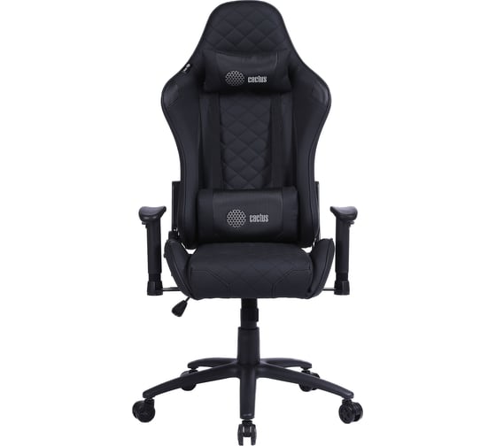 Игровое кресло CACTUS CS-CHR-030BL черный, экокожа, с подголовником, крестовина сталь 1660797